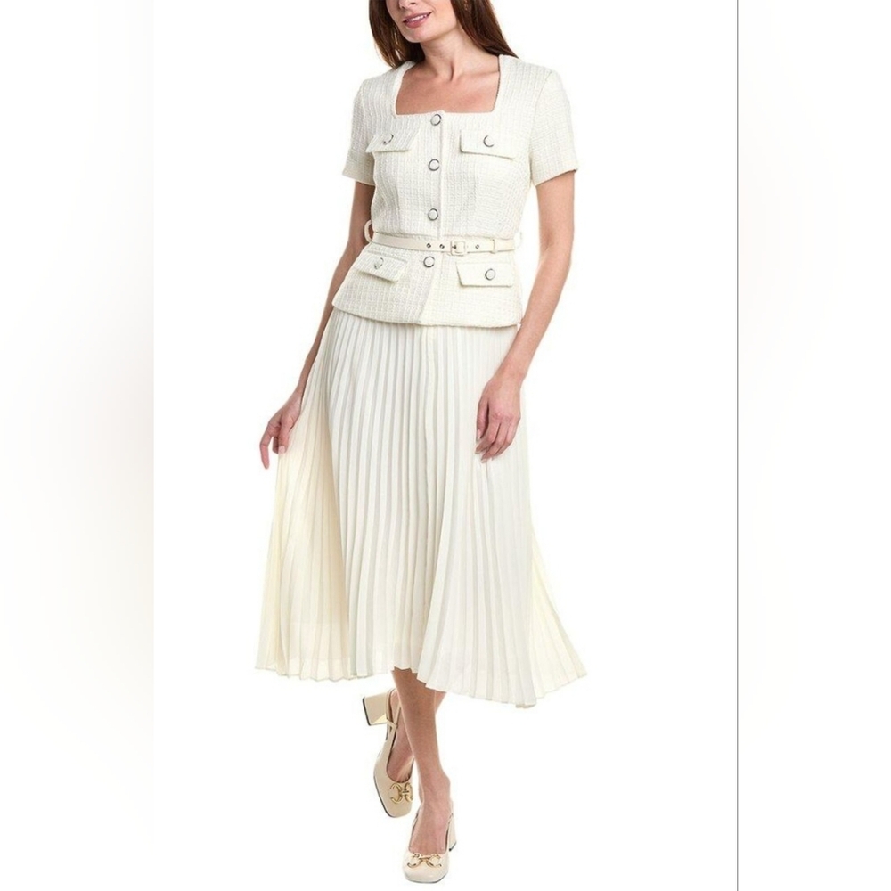 Nicole Miller Twofer Pleated Midi Dress